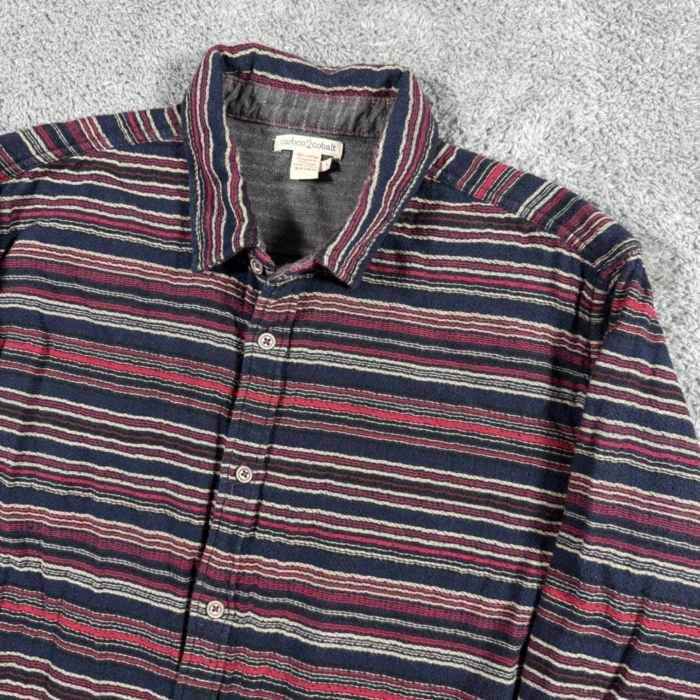 Carbon2Cobalt Multicolor Heavy Striped Flannel Shirt Shacket Thick Overshirt - L